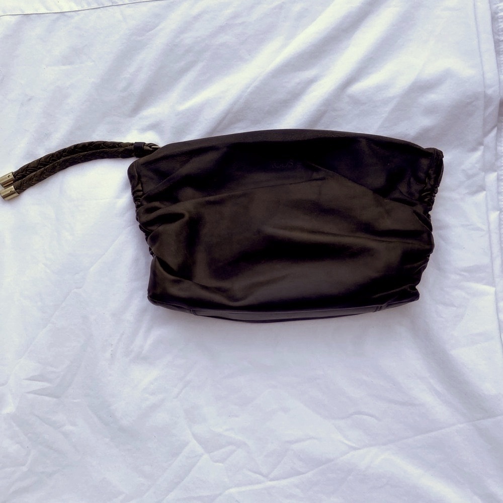 Vintage Tod's Leather Clutch Wristlet Ruched Design